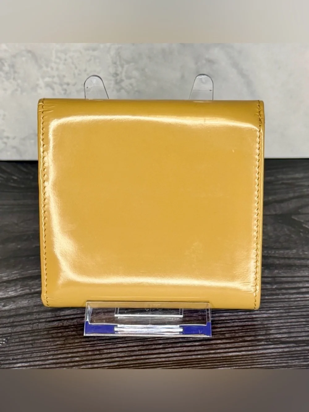 Salvatore Ferragamo Tan Patent Leather Gancini Trifold Wallet